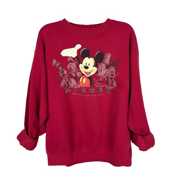 Disney Vintage 90s Character Graphic Red Crew Neck Sweatshirt L - Picture 1 of 4